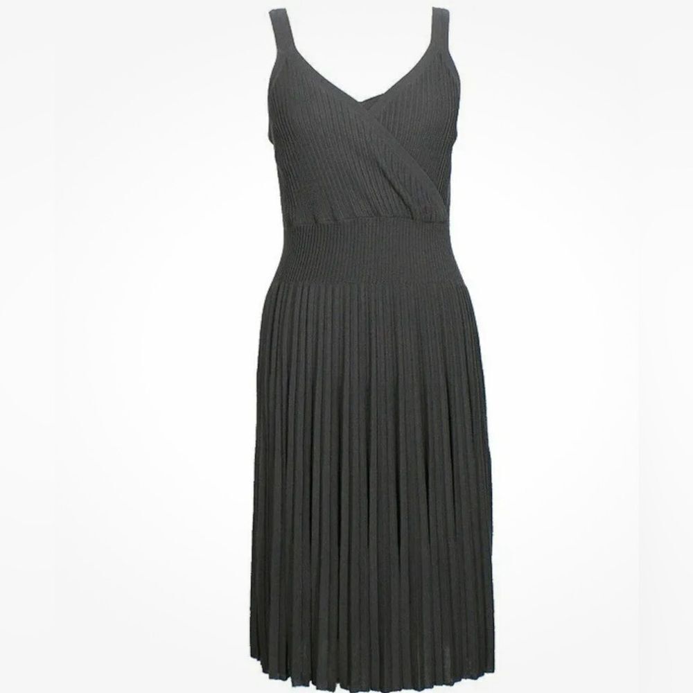 Eileen Fisher Cinder Refined Pleat Surplice Knee Length Dress size L